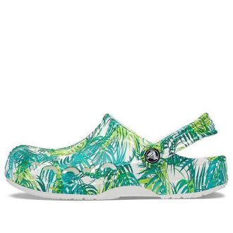 Crocs 4 Printing Outdoor Flat Heel Beach Sports Weiß Grün Sandalen «Weiß Grün» 206230-1C8