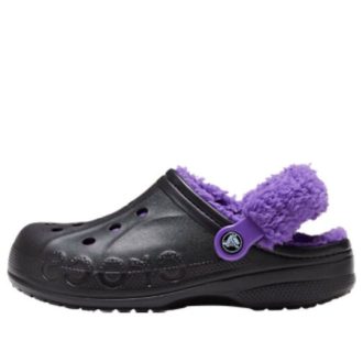 Crocs Baya gefütterte Fuzz Strap Clogs «Schwarz Lila» 20663309V