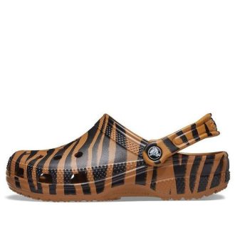 Crocs Classic Clog Animal Printing Beach Tiger Stripes Gelbe Sandalen 206676-2ZF