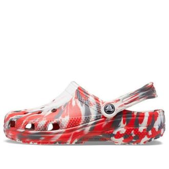 Crocs Classic Clog Marble Beach Sports Unisex Rot Weiß Sandalen «Red White» 206867-884