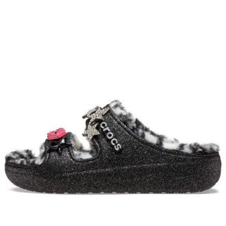 Crocs Classic Cozzzy Disco Glitter Sandalen «Schwarz» 208074-0C4