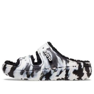 Crocs Classic Cozzzy Marbled Sandalen «Schwarz Weiß» 207907