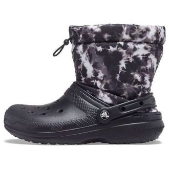 Crocs Classic Lined Neo Puff Tie Dye Stiefel «Schwarz Weiß» 207328-001
