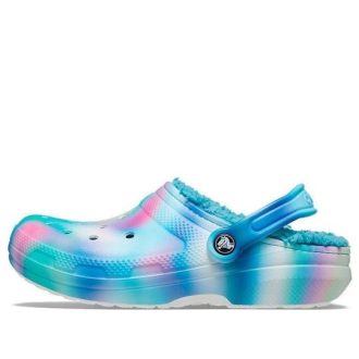 Crocs Classic Lined Solarized Clogs «Weiß Blau Aqua» 207560-4SU