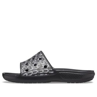 Crocs Classic Logo Motion Slides «Schwarz Weiß» 206124-066