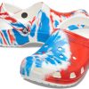 Crocs Classic Pattern Verschleißfeste, rutschfeste Sport-Sandalen für Unisex, Weiß, Blau, Rot, „White Blue Red“ 205453-928