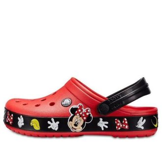 Crocs Crocband Cartoon Mickey Mouse Verschleißfeste Unisex-Sandalen in Rot und Schwarz «Red Black» 204936-90H