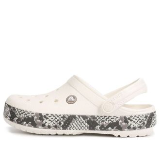 Crocs Crocband Clogs mit Schlangenmuster «Weiß Schwarz» 206380-13T