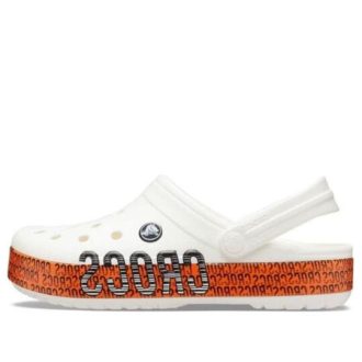 Crocs Crocband Logo Motion Clog Unisex Weiß Orange Sandalen «Weiß Orange» 206381-127