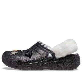 Crocs Disco Classic Lined Disco Glitter Clogs «Schwarz Weiß» 208075-0ZS