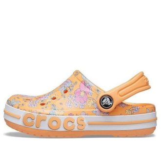 Crocs (GS) Bayaband Seasonal Printed Clogs «Orange White» 206178-801