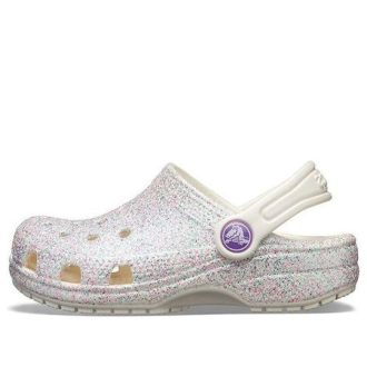 Crocs (GS) Classic Glitter Clogs «Silberweiß» 205441-159