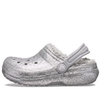 Crocs (GS) Classic Glitter Lined Clogs «Silbergrau» 205937-00N