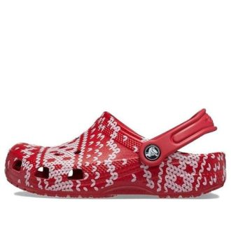 Crocs (GS) Classic Holiday Sweater Clogs «Rot Weiß» 209221-90H