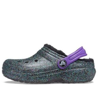 Crocs (GS) Classic Lined Clogs «Schwarz Lila Glitzer» 205937-9BD