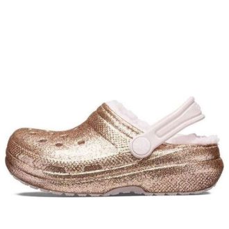 Crocs (GS) Classic Lined Glitter Clogs «Gold Pink» 207462-2UB