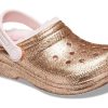 Crocs (GS) Classic Lined Glitter Clogs «Gold Pink» 207462-2UB