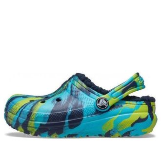 Crocs (GS) Classic Lined Marbled Clogs «Blue Tie Dye» 207238-4HQ