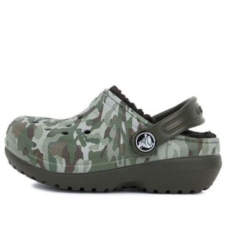 Crocs (GS) Clogs mit Camouflage-Print und runder Zehenpartie «Grün Braun» 204817-3R3