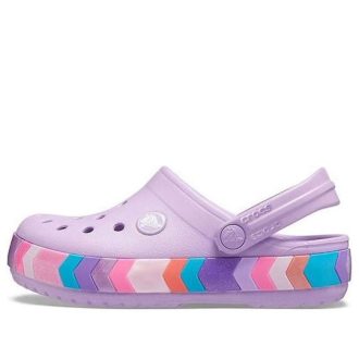 Crocs (GS) Crocband Chevron Perlen-Clogs «Lilac Multi» 207007-5PR