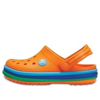 Crocs (GS) Crocband Rainbow Band Clogs «Orange Blau» 205205-80O