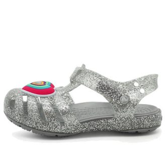 Crocs (GS) Isabella Glitter Flache Sandalen «Grau Silber» 205038-040