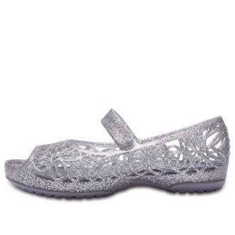 Crocs (GS) Isabella Glitter Peep Toe Sandalen «Silber» 202602-040