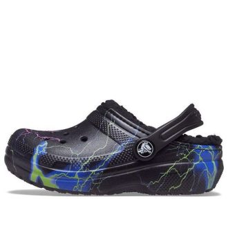Crocs (GS) Klassischer Clog mit Flaumfutter «Black Lightning» 207322-0C4