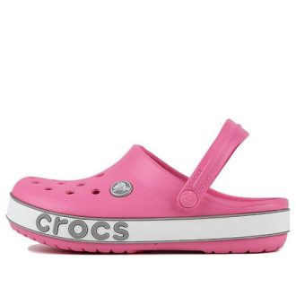 Crocs (PS) Crocband Bold Logo Outdoor Flacher Absatz Minimalistische Sport-Sandalen in Rosa 206022-65Y