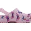 Crocs (PS) Klassische Clogs mit Schmetterlingsmuster, für draußen, flacher Absatz, Sport-Sandalen in Rosa, 206414-6GD Crocs (PS) Klassische Clogs mit Schmetterlingsmuster, für draußen, flacher Absatz, Sport-Sandalen in Rosa, 206414-6GD