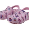 Crocs (PS) Klassische Clogs mit Schmetterlingsmuster, für draußen, flacher Absatz, Sport-Sandalen in Rosa, 206414-6GD Crocs (PS) Klassische Clogs mit Schmetterlingsmuster, für draußen, flacher Absatz, Sport-Sandalen in Rosa, 206414-6GD