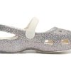 Crocs (PS) Outdoor Flache Ferse Glänzende Sport-Sandalen in Silber 206370-93R