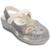 Crocs (PS) Outdoor Flache Ferse Glänzende Sport-Sandalen in Silber 206370-93R