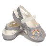 Crocs (PS) Outdoor Flache Ferse Glänzende Sport-Sandalen in Silber 206370-93R