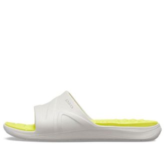 Crocs Reviva Slides mit breitem Riemen und runder Zehenpartie «Gelb-Weiß» 205546-1CC