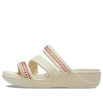 Crocs (WMNS) Boca Gems Srappy Wedge Sandalen «Weiß Rot» 209293