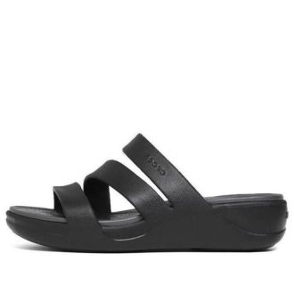 Crocs (WMNS) Boca Riemchensandalen mit Keilabsatz «Schwarz» 207434-001