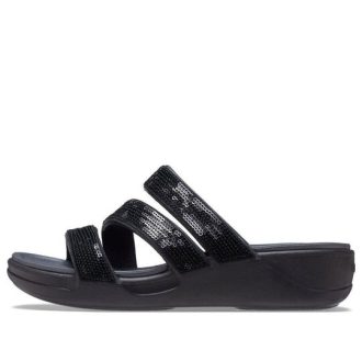 Crocs (WMNS) Boca Riemchensandalen mit Keilabsatz «Schwarz» 207645-001