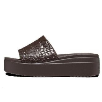 Crocs (WMNS) Brooklyn Croco Shine Slide Sandalen «Espresso» 209253-206