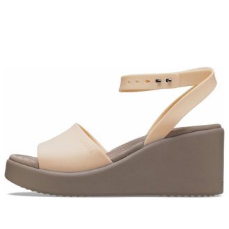 Crocs (WMNS) Brooklyn Knöchelriemen-Keilsandalen «Cremeweißbraun» 209406-2DS