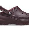 Crocs (WMNS) Classic Platform Gefütterte Clogs «Dark Cherry» 207938-6WD