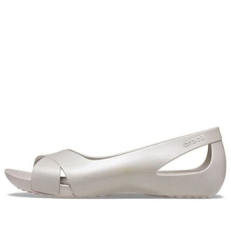 Crocs (WMNS) Minimalistische, lässige, flache, weiße Sandalen 206106-018