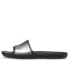 Crocs (WMNS) Sloane Shine Low Slide Flat Casual Schwarz Silber Hausschuhe «Black Silver» 206921-001