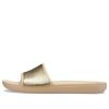 Crocs (WMNS) Sloane Shine Low Slide Minimalistische, lässige, flache Hausschuhe in Braungoldfarbe «Brown Gold» 206921-212 Crocs (WMNS) Sloane Shine Low Slide Minimalistische, lässige, flache Hausschuhe in Braungoldfarbe «Brown Gold» 206921-212