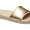 Crocs (WMNS) Sloane Shine Low Slide Minimalistische, lässige, flache Hausschuhe in Braungoldfarbe «Brown Gold» 206921-212 Crocs (WMNS) Sloane Shine Low Slide Minimalistische, lässige, flache Hausschuhe in Braungoldfarbe «Brown Gold» 206921-212