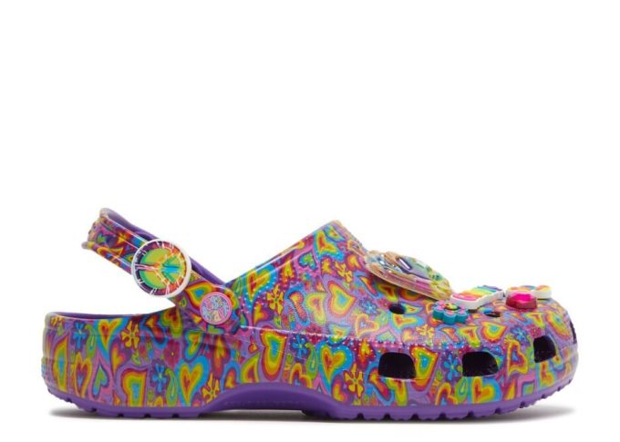 Lisa Frank x Classic Clog „Neon Purple Multi Hearts“